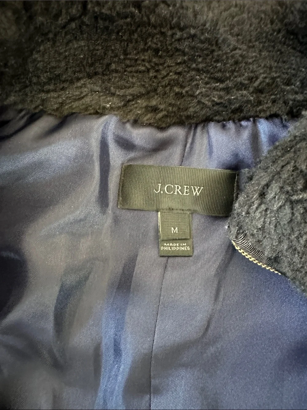 J. Crew Navy Lined Faux Fur Vest with Zip